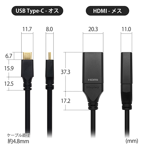 USB Type-C→HDMI変換アダプタ UCHAF-742BB