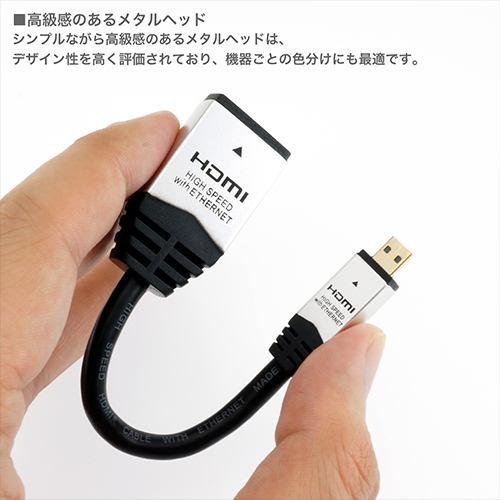 ホーリックダイレクト / HDMIマイクロ変換アダプタ 7cm シルバー HDM07